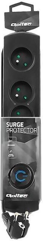 Qoltec 50104 Spannungsbegrenzer 4 Steckdosen ac 230 v schwarz 1,5 m