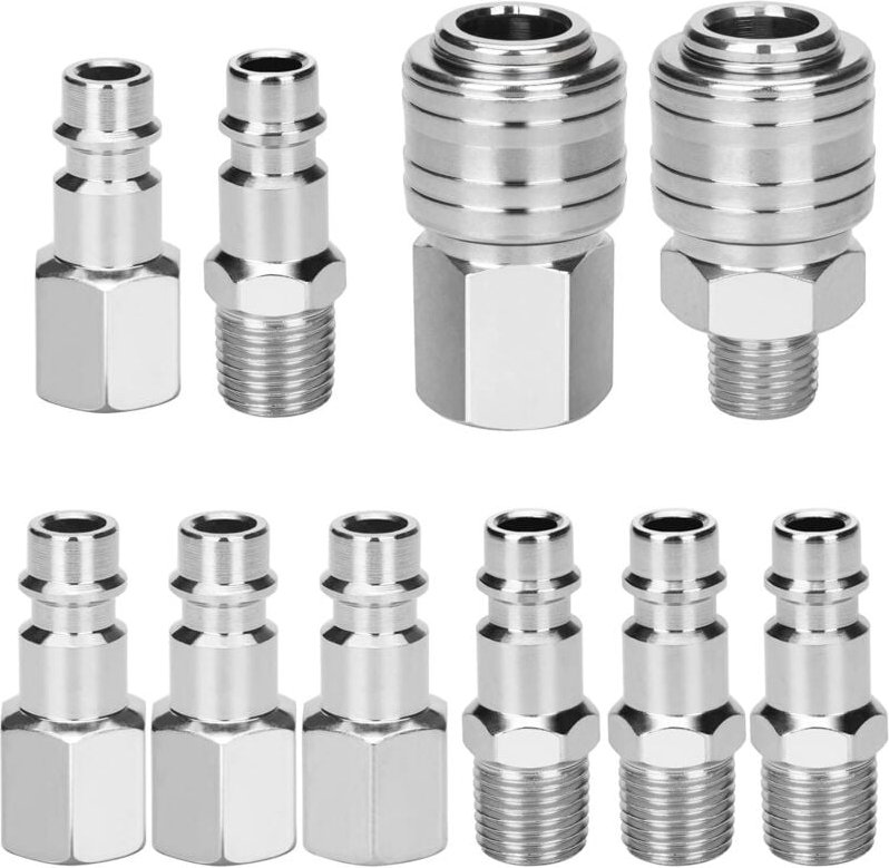 10 Stück Kompressor-Armaturen, 1/4 Zoll BSP, europäischer pneumatischer Schnellverbinder, pneumatischer Koppler, Kompres...