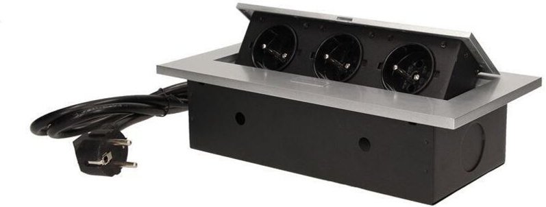 Unterputzsteckdosen 3x250V mit dickem Rand 1,5 m silber OR-AE-1338/G