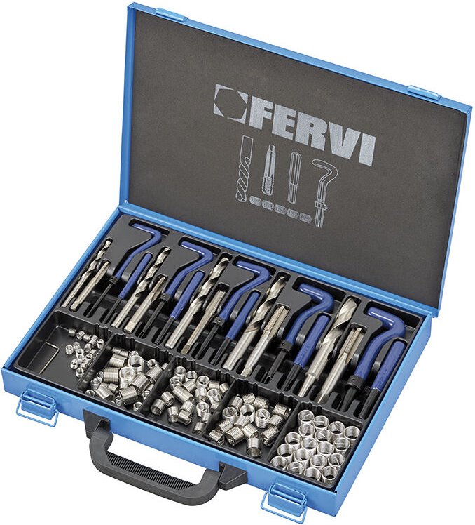 Fervi - Reparatur-Kit fuer M6-M14 Edelstahlgewinde Box 125-tlg e010b
