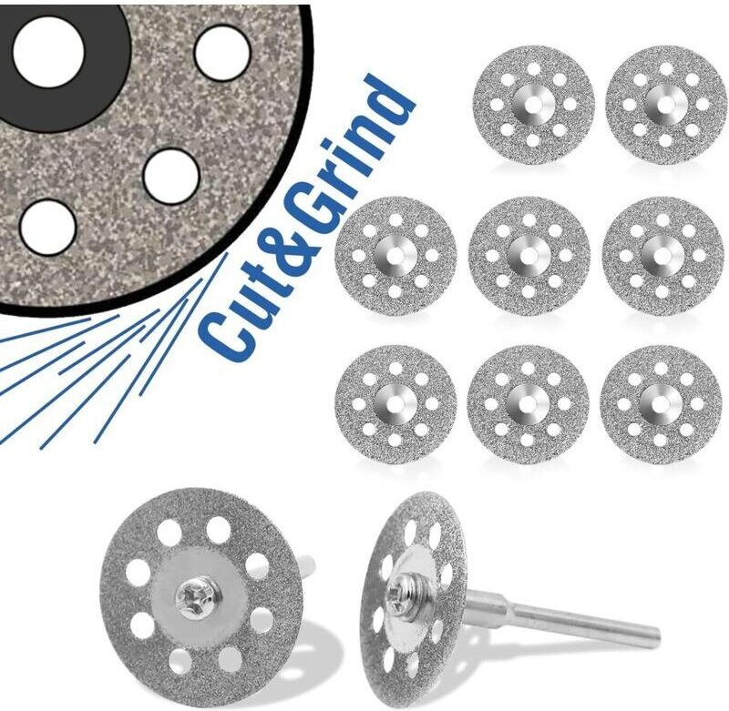 Set mit 10 beschichteten Diamanttrennscheiben für Rotationswerkzeuge mit 22-mm-Spannfutter für Dremel