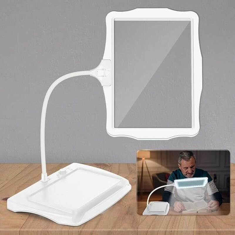 Wiederaufladbare 3-fach-Tischlupenleuchte mit flexiblem Schwanenhals und 48 LEDs, leistungsstarkes Vergrößerungslicht zu...