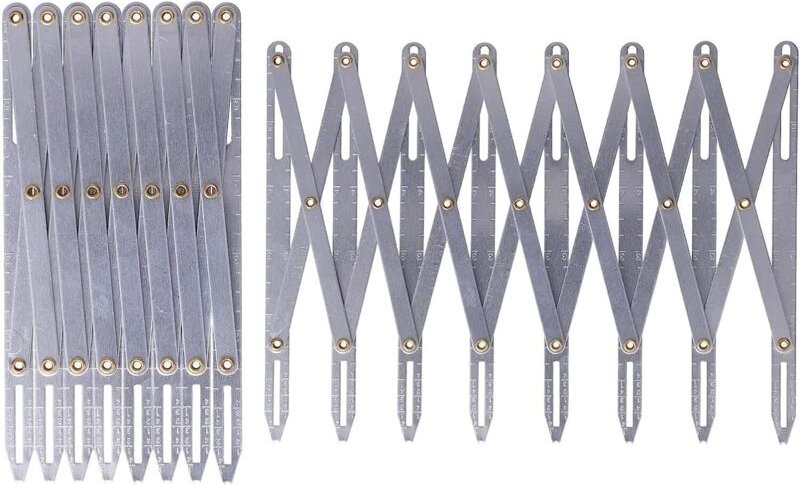 einziehbarer, geschlitzter Nählineal, 16 cm/6,3 Zoll, verstellbar, gleichmäßiger Aluminium-Trenner, multifunktionales Zu...