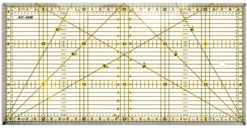 Tlily - Schneidelineal, Mehrzweck-Patchworktuch, Quilt, DIY-Kleidungsdesign, Zeichnung, Basteln, Nähmatten-Kits, 30 x 15...