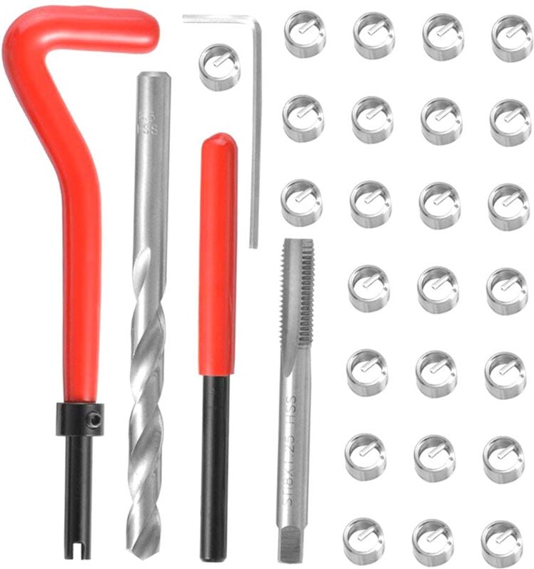 Zoternen - 30-teiliges metrisches Gewindereparaturset M5 M6 M8 M10 M14 Helicoil Car Pro Coil Tool 1,25