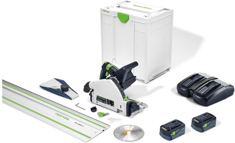 Festool Akku-Tauchsäge TSC 55 5,0 KEBI-Plus/XL-FS, incl. 2x Akku 5 Ah, Schnellladegerät, Führungsschiene, Zubehör, Systa...