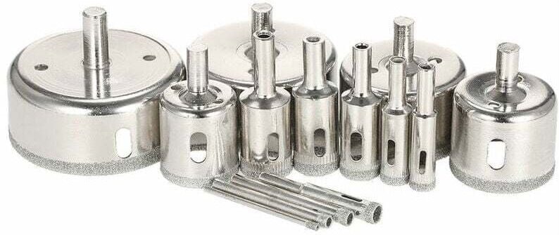 14-teiliges 3-70-mm-Glas-Lochsägen-Set, diamantbeschichtete Kernlochsäge, Marmorbohrer, Fliesen, Keramik, Glas, Porzella...