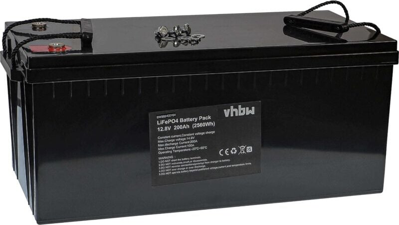 Vhbw - Akku Bordbatterie für Wohnwagen, Boot, Camping, Wohnmobil (200Ah, 12,8V, LiFePO4)