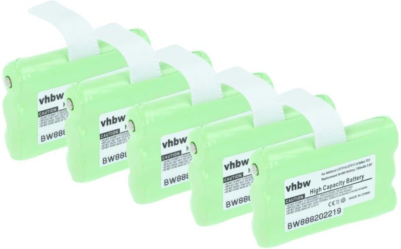 vhbw 5x Akku kompatibel mit Midland LXT323, LXT276, LXT317, LXT314, LXT319, LXT318, LXT322, LXT320 Funkgerät, Walkie Tal...