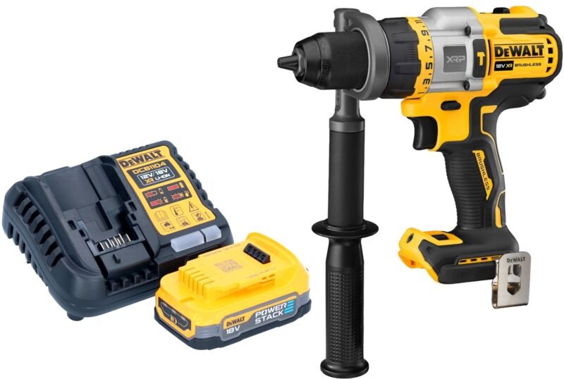 DeWalt DCD 999 E1 Akku Schlagbohrschrauber 18 V 95 Nm Brushless + 1x Powerstack Akku 1,7 Ah + Ladegerät