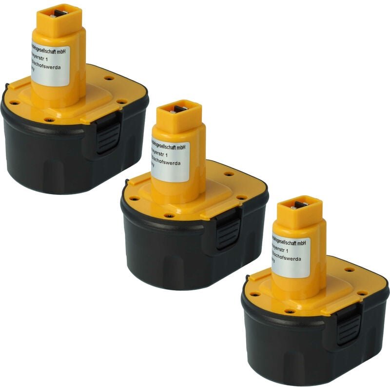 Thumbnail - vhbw 3x Akku kompatibel mit Dewalt DC614KA, DC612KA, DC542K, DC542, DC540K, DC727KA, DC727KA-AR Werkzeug (2000 mAh, NiMH...