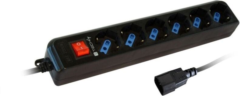 Steckdosenleiste 6 steckdosen schwarz mit vde-stecker iups-pcp-6v - Techly