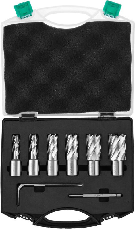 Mophorn - Ringschneider-Satz,6-teiliger Weldon-Schaft-Magnetbohrer,1 Zoll Schnitttiefe,1/2 Zoll bis 1-1/16 Zoll Durchmes...