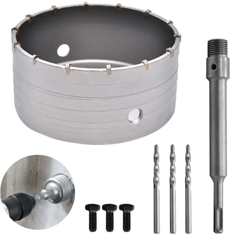 160 mm Bi-Metall-Lochsäge für Betonfliesen, Lochsägen, Betonbohrer, mit SDS Plus-Adapter 220 mm und 3 Zentrierbohrern 11...