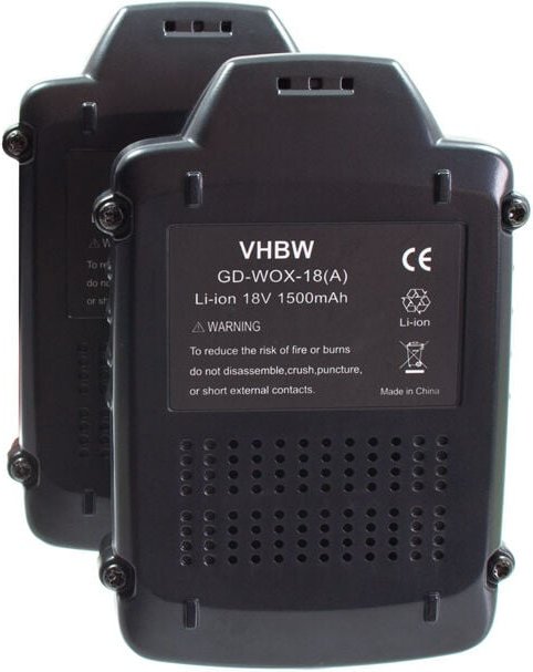 vhbw 2x Akku kompatibel mit Worx WX529, WX529.9, WX548, WX502.1, WX523, WX523.9, WX390.9, WX502 Werkzeug (1500 mAh, Li-I...
