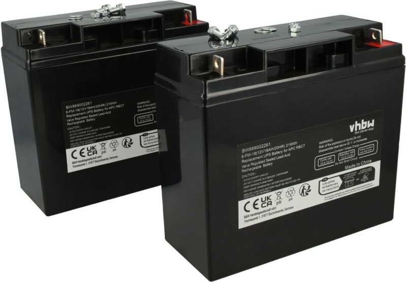 2x Akku kompatibel mit apc xl SUA750XL, xl SU700XLNET, xl SUA1000XL usv (18000 mAh, 12 v, agm) - Vhbw