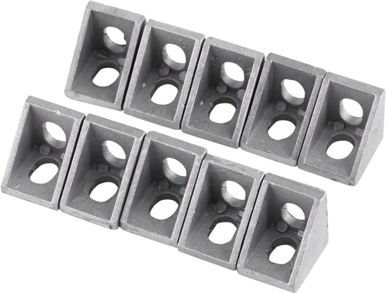 Ej.life - Eckwinkel, 2020 Aluminium, 10 Stück, 20 x 20 x 17 mm, L-förmig, rechter Winkel, für stranggepresste 20-mm-Alum...