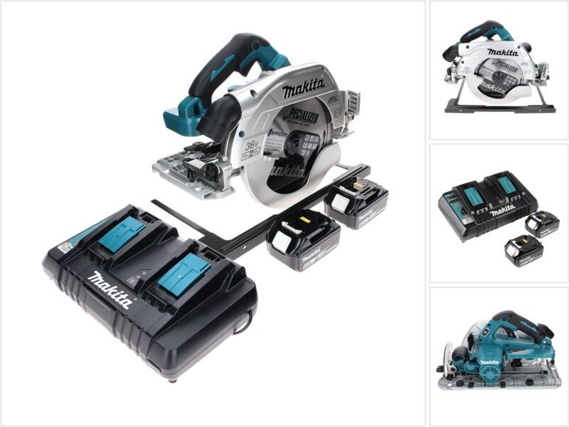 Makita DHS 900 PG2 Akku Handkreissäge 36 V ( 2x 18 V ) 235 mm Brushless + 2x Akku 6,0 Ah + Doppelladegerät
