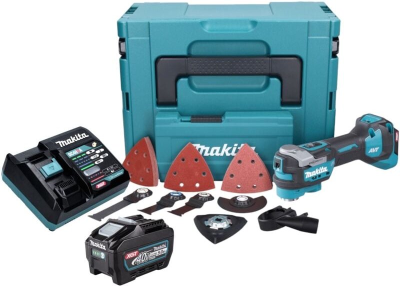 Makita TM 001 GT103 Akku Multifunktionswerkzeug 40 V max. Starlock Max Brushless + 1x Akku 5,0 Ah + 37 tlg. Zubehörset +...