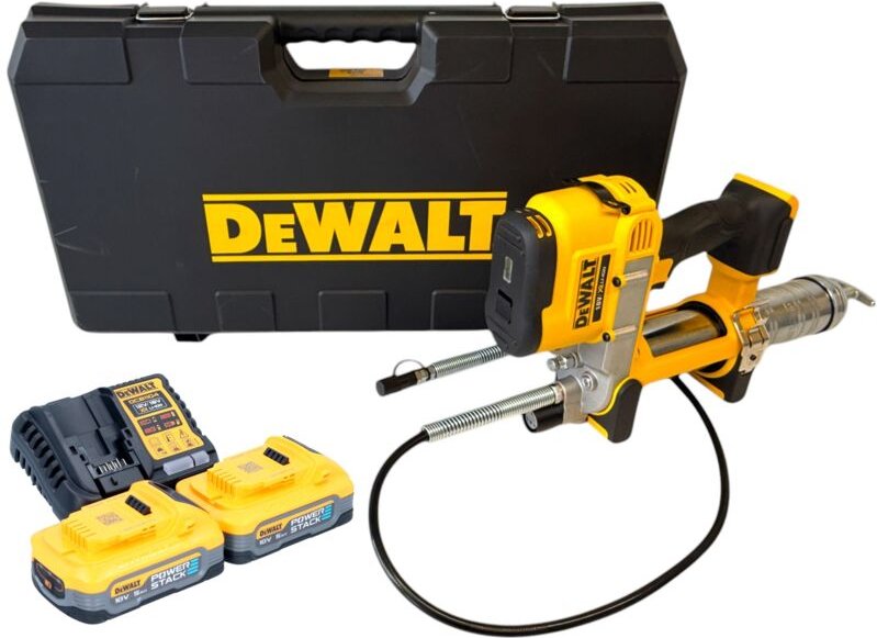 DeWalt DCGG 571 H2K Akku Fettpresse 18 V + 2x Powerstack Akku 5,0 Ah + Ladegerät