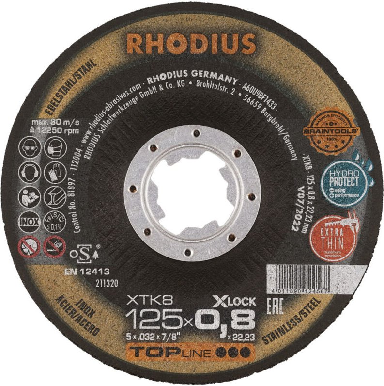 RHODIUS XTK8 EXACT X-LOCK, 25 Stück, 115 x 0,8 mm, X-LOCK Trennscheibe