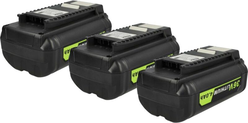 vhbw 3x Akku kompatibel mit Ryobi 625 CFM, R40402, RBC36X20B, 500 CFM, 40V VAC ATTACK Leaf Mulcher Werkzeug (4000 mAh, L...