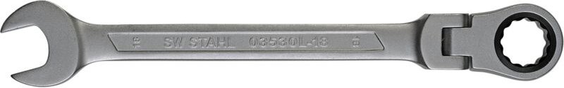 SW-Stahl 03530L-18 Gabelringratschenschlüssel 18 mm I Ringschlüssel mit Gelenk I 72 Zähne I Maulschlüssel mit Ringratsch...