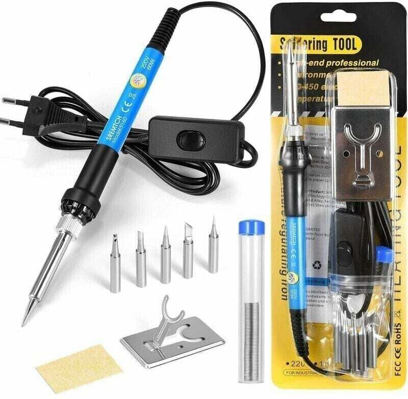 Verbesserter Präzisionslötkolben mit Ein-/Ausschalter, XU, einstellbarer Temperatur 200–450 °C, 9-in-1-Set, 5 Lötspitzen...