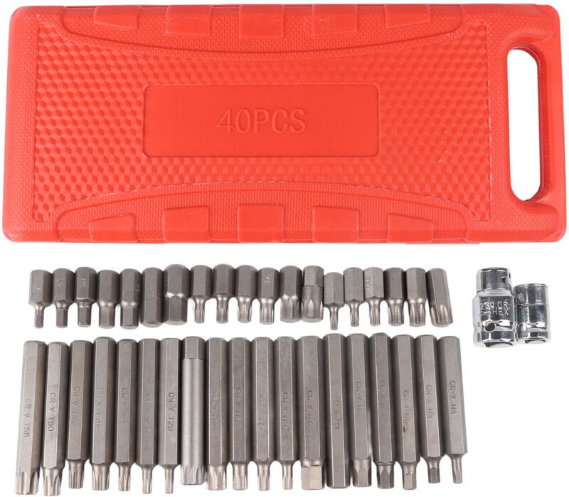 32-teiliger Steckschlüsselsatz aus verchromter Legierung mit geriffelter Spitze, hohe Härte, verschleißfest, mit Kunstst...