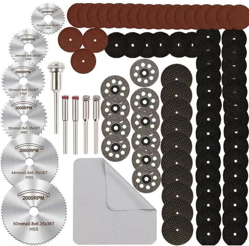 Set mit 88 Trennscheiben für Rotationswerkzeuge, HSS-Diamant-Kreissägeblätter, für Holz, Glas, Kunststoff, Metall, Stein...