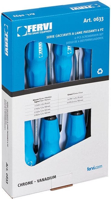 Schraubendreher-satz 6-TLG schraubenzieher set schlitz kreuz Fervi 0633