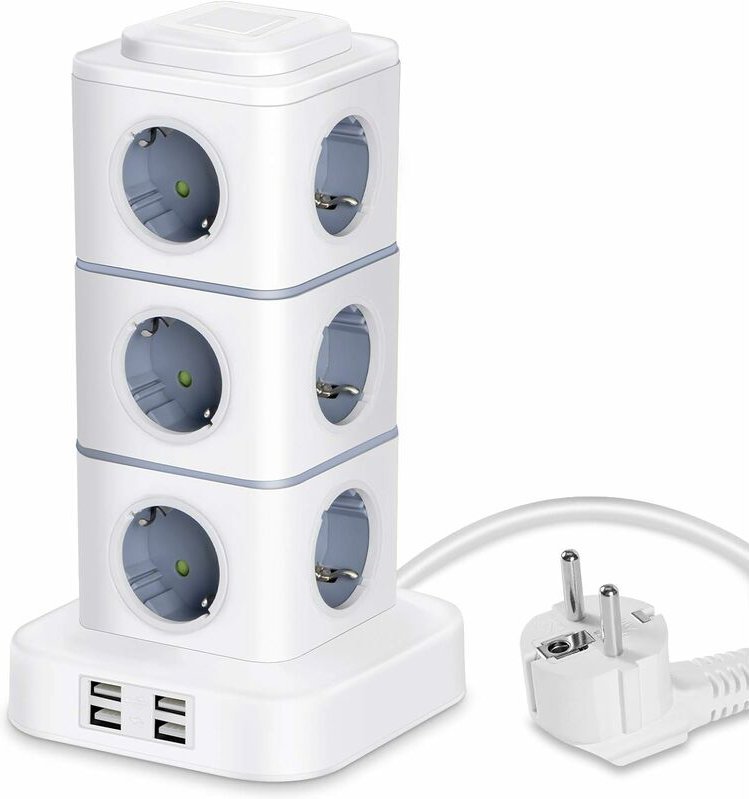 Vertikale Steckdosenleiste, 12 Steckdosenleisten mit 4 USB-Anschlüssen, Vertikale Steckdosenleiste mit Überspannungsschu...