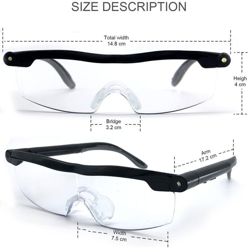 Lesebrille – Leistungsstarke Sehlupe mit LED-Licht, 160 % Vergrößerung, zum Lesen, für alle Präzisionsarbeiten, Reparatu...