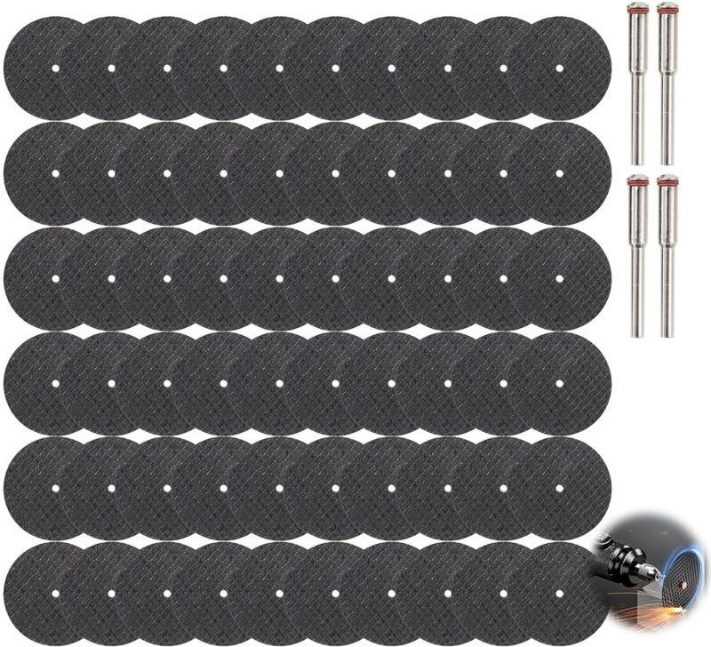 60 Trennscheiben für Rotationswerkzeuge, Metall-Dremel-Scheibe Ø 32 mm mit 4 x 3 mm Dornen, Mini-Trennscheiben für Rotat...