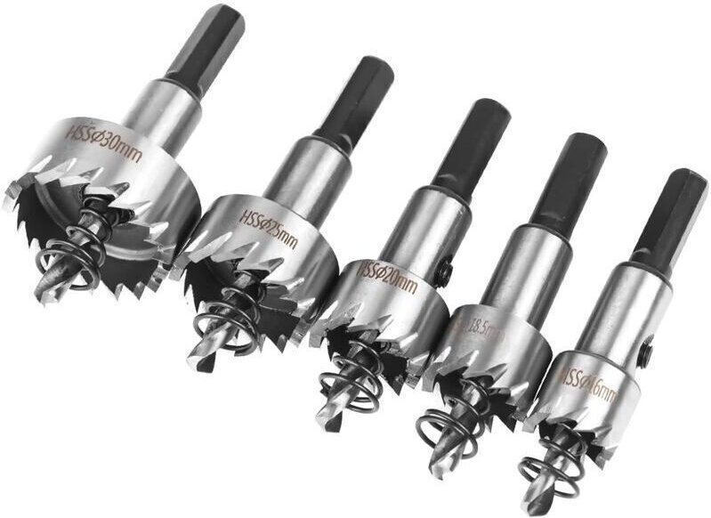 Lochsägen-Set, 5-teilig, HSS-Kobalt-Lochsägen 16/18,5/20/25/30 mm, aus Hochleistungsschnellstahllegierung, Stahl, Edelst...