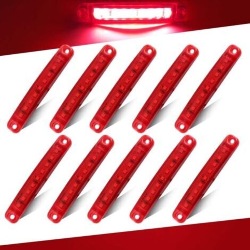 10 rote Seitenmarkierungsleuchten, 24 V, 9,9 cm (3,9 Zoll), 9 LEDs, wasserdicht, für LKW, Anhänger und als Warnleuchten ...
