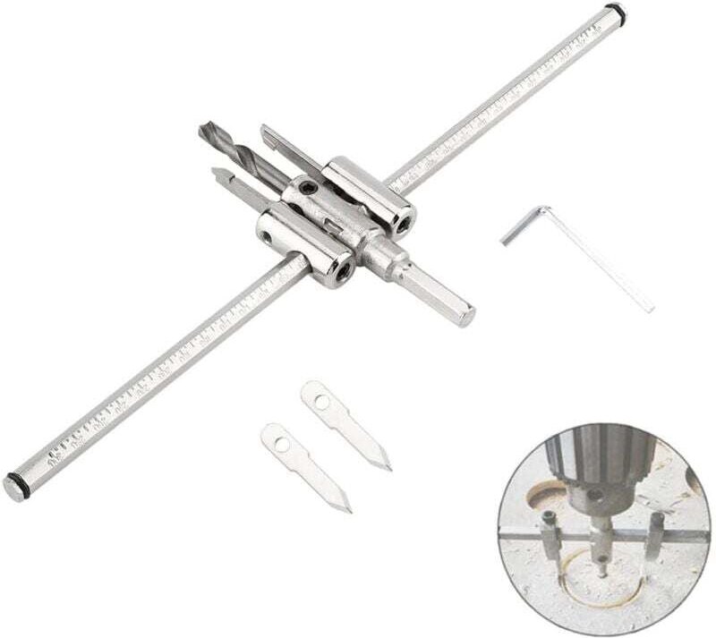 Verstellbare Lochsäge für Holz (40 mm bis 300 mm), verstellbarer Kreisbohrer, Flachbohrer für Holzbearbeitung, ausziehba...