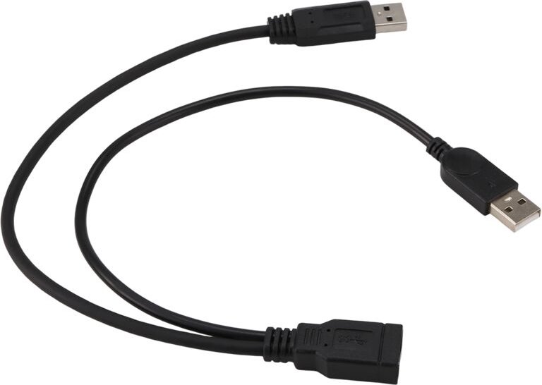 USB-Verlängerungskabel von auf Dual-Buchse schwarz für 2,5-Zoll-Festplatte