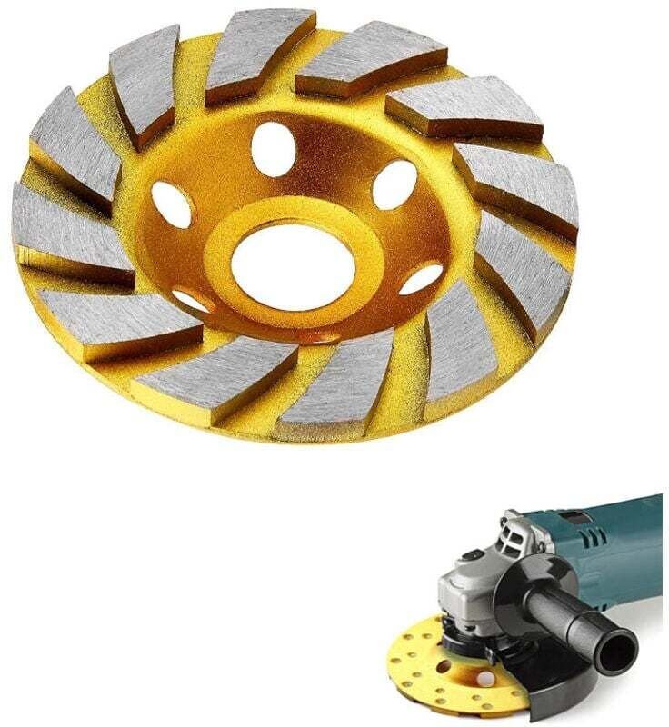 Vtizikl Meule de meulage diamant turbo en céramique de 10,2 cm, 12 segments robustes pour meuleuse d'angle (jaune)