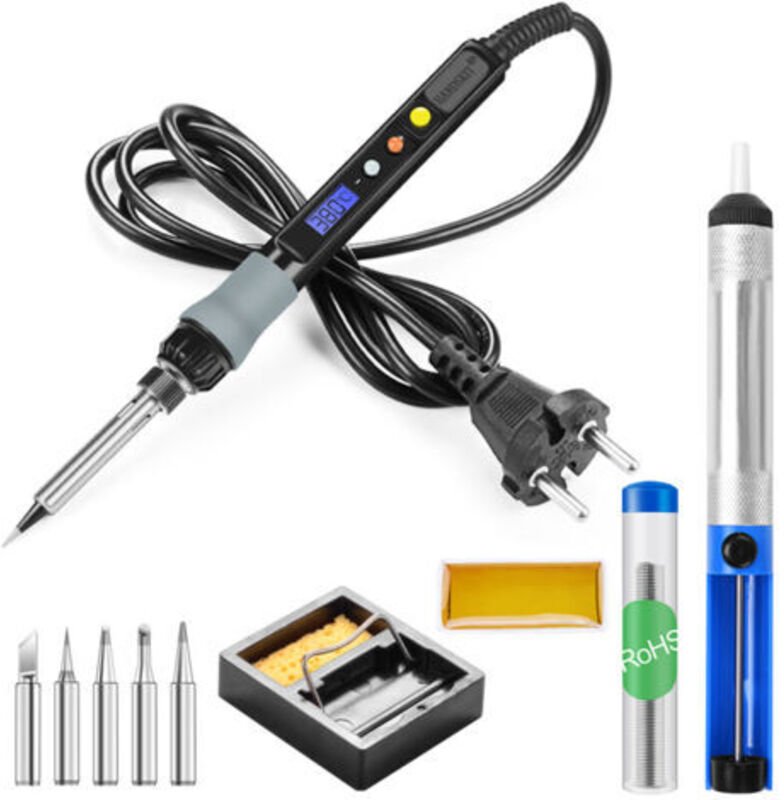 80-W-Lötkolben-Set mit Digitalanzeige, interner LCD-Heizung, einstellbarer Temperatur, 220-V-Lötkolben
