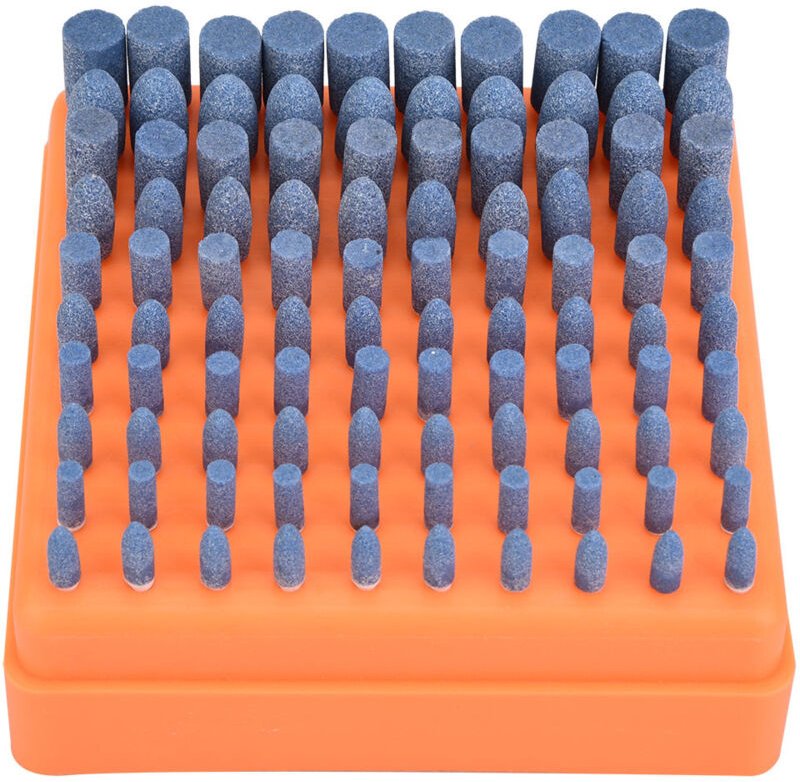 100 Stück Polierstein-Schleifkopf, Polierzubehör, Frässcheibe für Schleifmaschinen mit 3 mm Schaftdurchmesser (Blau)