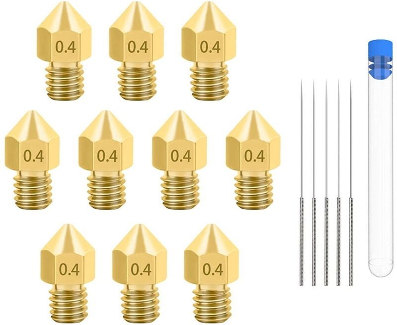 3D Drucker DüSen,0,4 Mm/1,75 Mm Mk8 DüSen mit 5 Reinigung Nadeln für , -10, 3, 3 Pro