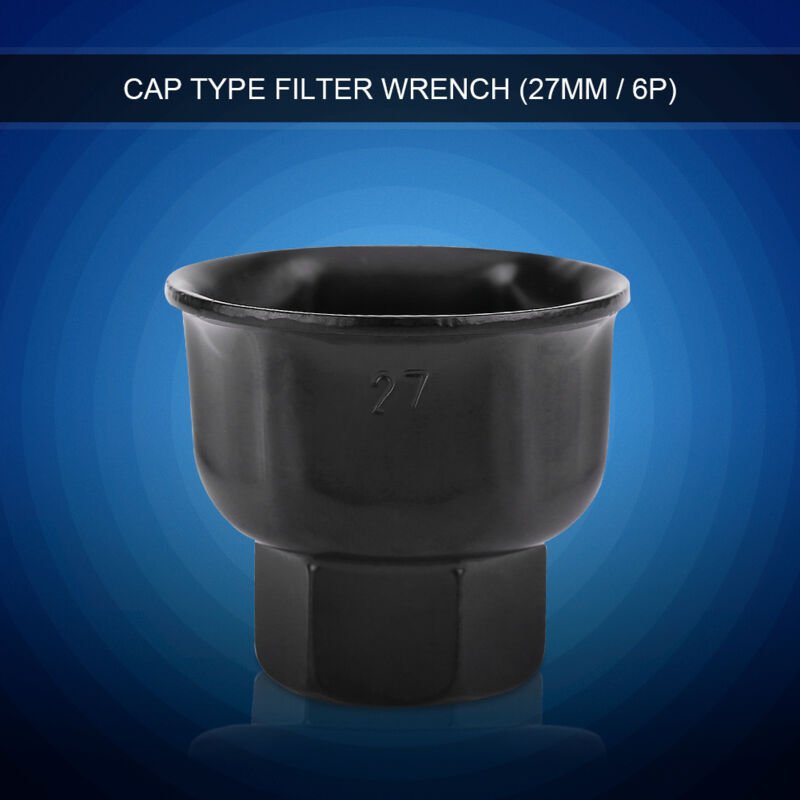 CFTGIW Auto-Ölfilterschlüssel, 27 mm, 6-Punkt, 3/8 Zoll, Schwarzes Aluminium, Ölfilterkappe, Steckschlüssel-Entfernungsw...