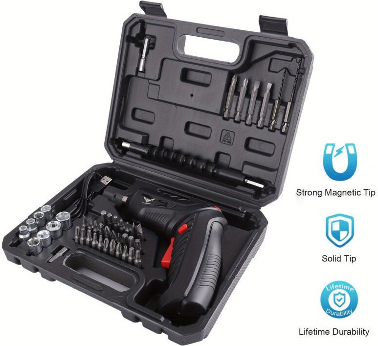 Elektrischer Schraubendreher, Akkuschrauber mit Bit, wiederaufladbar, 3,6 V Li-Ionen-Akku, maximales Drehmoment 3,5 Nm, ...