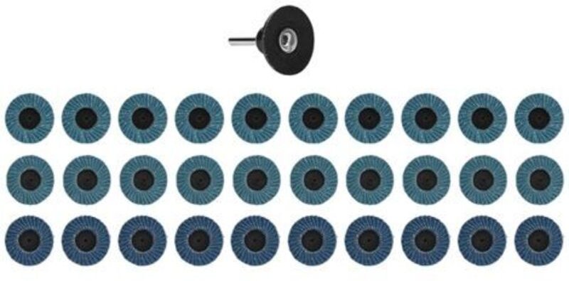 Set mit 31 Schleifscheiben, Schleifpapier, Industriezubehör, Aluminiumoxid, blau, 2 Zoll, 50 mm