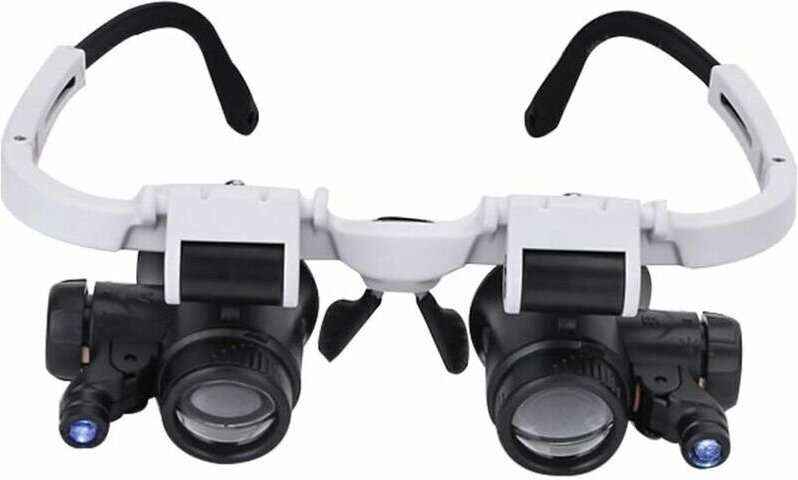 Verstellbare Kopfhalterungslupe mit LED-Licht, 8-fach, 15-fach, 23-fach, Fernglasbrille, freihändige Lupe zum Lesen, Ver...