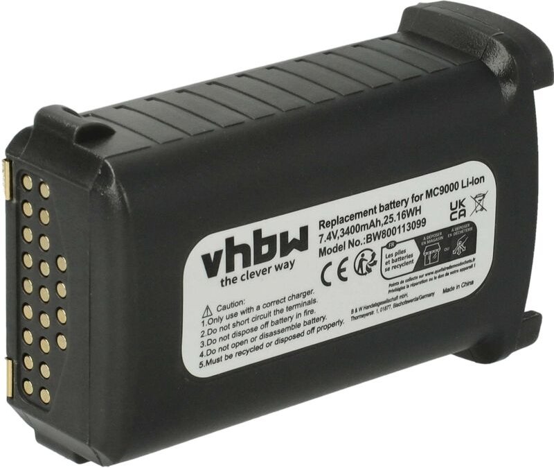 Akku kompatibel mit Symbol MC9060, MC9060-G, MC9060-K, MC9060-S, MC9062, MC909 Handheld Computer Scanner (3400mAh, 7,4V,...