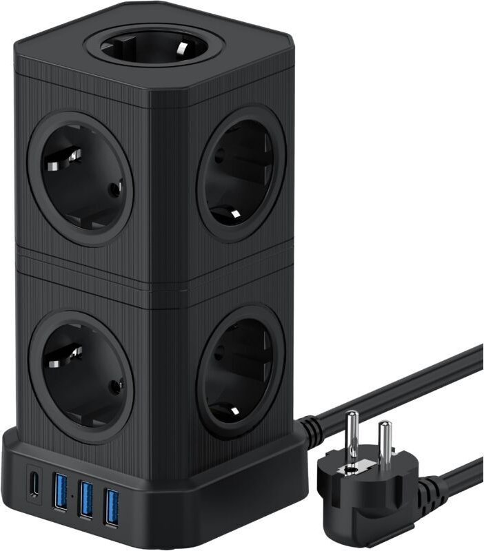 Würfelförmige Steckdosenleiste mit USB-Anschluss, Steckdosenleiste mit Schalter, geteilte Steckdosenleiste mit Überspann...