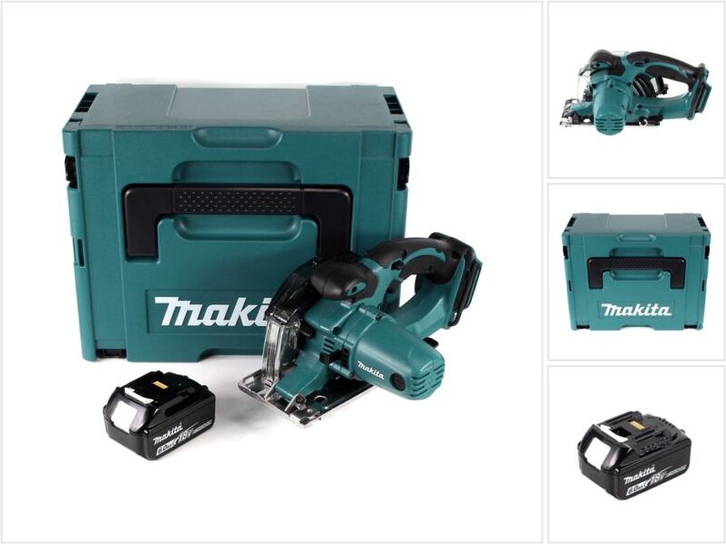 Makita DCS 552 G1J 18 V Akku Metall Handkreissäge 136 mm im Makpac + 1x 6,0 Ah Akku + Sägeblatt und Schutzbrille - ohne ...