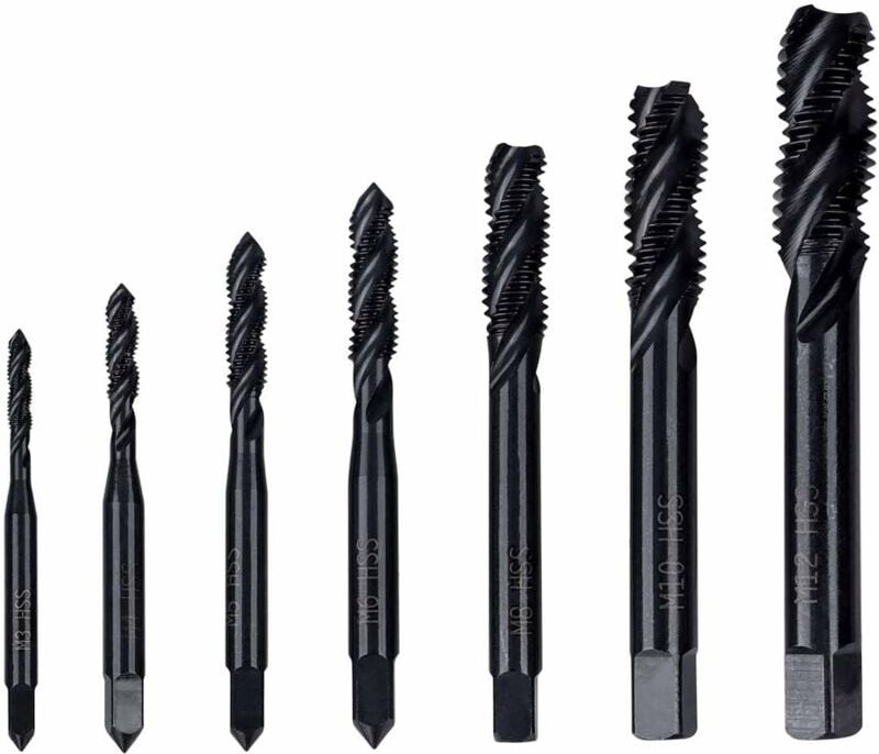 Thumbnail - Sollbry - 7PCS Nitrid Helical Gewindebohrer M3 M4 M5 M6 M8 M10 M12 Metrische Spirale Geriffelte Schraube Wasserhähne Keg...